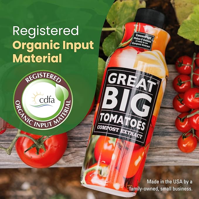 Great Big Tomatoes Soil & Fertilizer Booster for Big Vegetable Yields, Better Fertilizer & Plant Food Efficiency, and Garden Performance. Perfect for Beginners.1 Gallon Concentrate (Makes 32 Gallons)