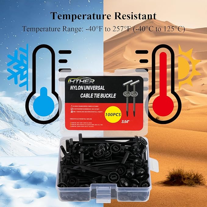 100PCS Upgraded Nylon Universal Cable Tie Buckle,Self-Locking Multifunctional Zipper Clips, Zip Ties Heavy Duty with UV Resistance for Car Bumper Fender Repair, Home, Garden, and Outdoor Organization