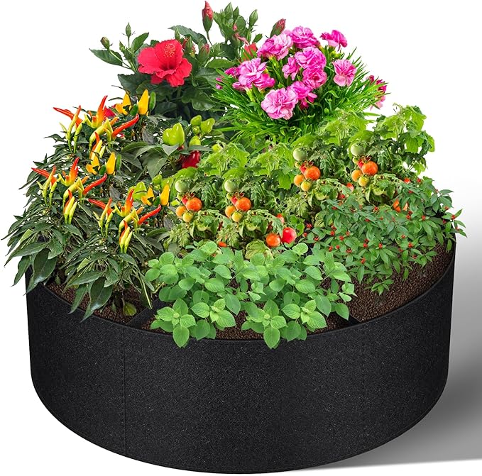 GREANER Fabric Raised Garden Bed, 3x1FT Garden Growing Bags with 7 Grids, Above Ground Planters for Vegetable Garden, Garden Containers Outdoor for Vegetables Flowers Plants