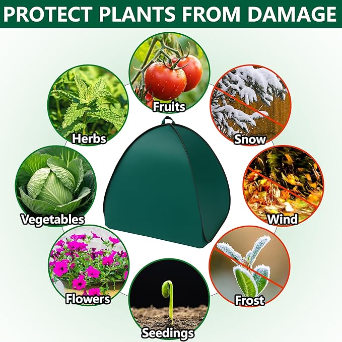 2 Pcs Pop Up Shrub Covers Frost Protection Tent, 22" x 22" x 22" Winter Plant Cover Freeze Protection, Warm Garden Plant Protector Tent for Protecting Outdoor Shrub Fruit Potted Plants from Snow & Ice