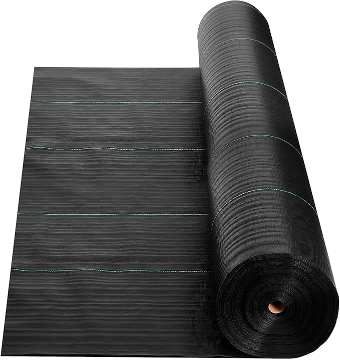 VEVOR Weed Barrier Fabric Heavy Duty, 13x115FT 3.5oz Landscape Fabric, Woven Weed Blocker Fabrics, Garden Fabrics Weeds Barrier, Weeds Control Ground Cover, Geotextile Webbing, Gardening Mat, Black