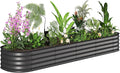 Outsunny 8' x 2' x 1' Galvanized Raised Garden Bed Kit, Outdoor Metal Elevated Planter Box with Safety Edging, Easy DIY Stock Tank for Growing Flowers, Herbs & Vegetables, Dark Gray