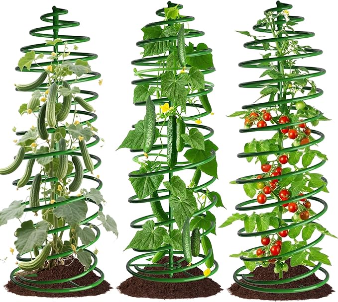 AMAGABELI Garden & Home 3 Pack Tomato Cages for Garden Plant Support 42" Stakes Metal Tower for Climbing Plants Vegetables Potted Plants Tomatoes Pea Bean Cucumber Flowers Outdoor