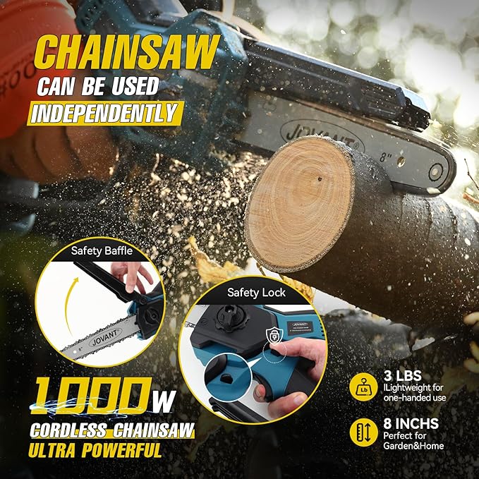 Electric Pole Saw for Tree Trimming, 2-in-1 Cordless 8 Inch Chainsaw with Extension Pole, 2 x 4.0Ah Battery Powered Tree Limb Cutter for Pruning, Tree Cutter High Reach Pole Saws for Branch Cutting