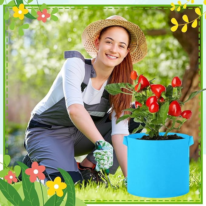 20 Pack Grow Bags Multicolor Plant Grow Bag Non Woven Fabric Pots with Handles Garden Plant Seeds Tomato Vegetables Flowers Planting Bags for Indoor or Outdoor Gardening