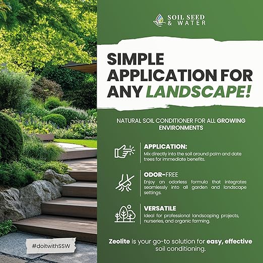 Soil Seed & Water Zeolite Soil Conditioner – Natural Minerals for Water Retention, Nutrient Exchange, and Drainage - Home Garden - OMRI Listed