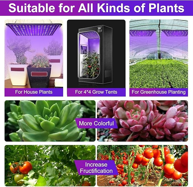 600W Full Spectrum LED Grow Light for Indoor Plants-UV, Grow Lamp for Seed Starting, Seedlings Vegetable Plants, Plant Perper Hanging Growing Lamps(Actual Power 60W)
