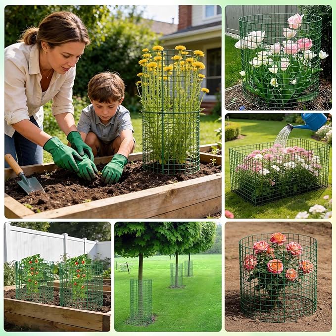 10 Pack Plant Protectors from Animals | 30PCS 13"x13" Metal Wire Mesh Garden Plant Cages for Gardening Supplies | Chicken Wire Cloche Plant Protectors for Rabbits Chickens Ducks