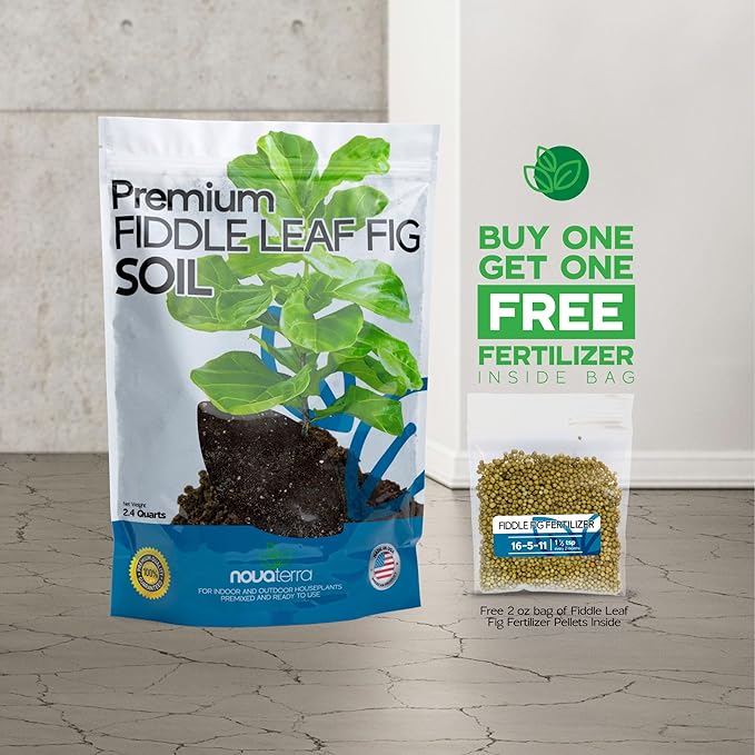 Fiddle Leaf fig Soil Plant Food fig Trees Live Plants Fertilizer Seed Starter Soil Plant Chunky Perlite 4 cu ft Plant pots Indoor with Drainage Free 2 oz Bag of Fertilizer Pellets Inside 2.4 Qts