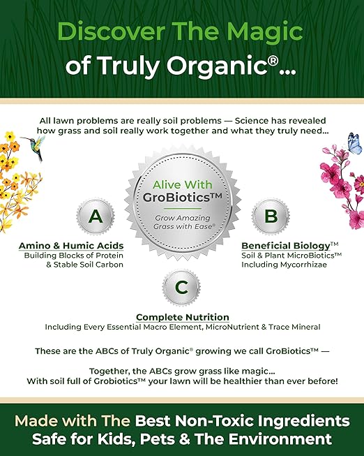 Organic Plant Magic - Truly Organic™ Slow Release Granular Lawn Fertilizer: Best Fertilizer for Grass, Bermuda, St. Augustine & Yard Care - Granules (20 Lb)
