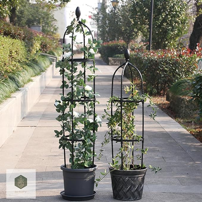 GardenPal Garden Obelisk Trellis, Tomato Cage and Plant Support for Climbing Plants, Potted Tall Plant Stakes for Vine Vegetable Flower Support Outdoor Indoor - 1 Pack