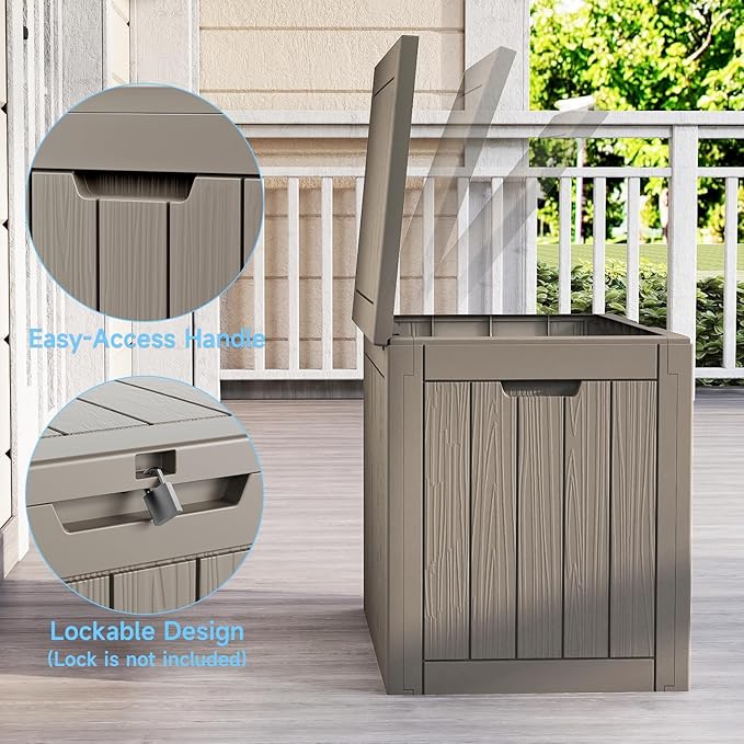 35 Gallon Resin Deck Box Outdoor Storage Box Waterproof for Patio Furniture,Outdoor Cushions,Garden Tools and Pool Supplies（Grey）