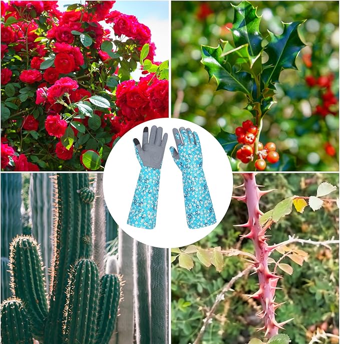 Long Gardening Gloves for Women Thorn Proof Leather Garden Gloves Breathable Working Gloves for Women Yard Outdoor