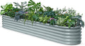 Galvanized Raised Garden Bed 10x2x1.5 | 8x4x1.5 ft, 18" Tall Metal Planter Box Outdoor for Herb Fruit Vegetable, Modular Raised Flower Bed for Backyard, Patio, Home Gardening - Brooklyn Grey