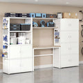 FLEXIMOUNTS Garage Storage Cabinet System, 3-in-1 Modular System with Integrated Workbench, Cabinets & Pegboard, 24-Gauge Steel, 117" L, 6-Door Cabinet for Garage Workshop, White, FLEXIMOD Series