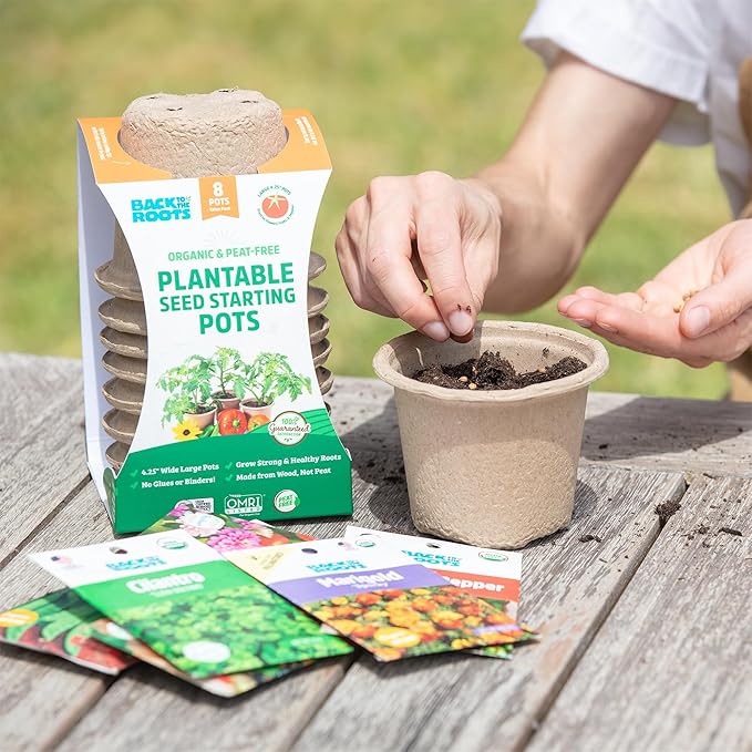 Back to The Roots Organic & PLANTABLE 4.25" Wide Seed Starting POTS (8 CT)