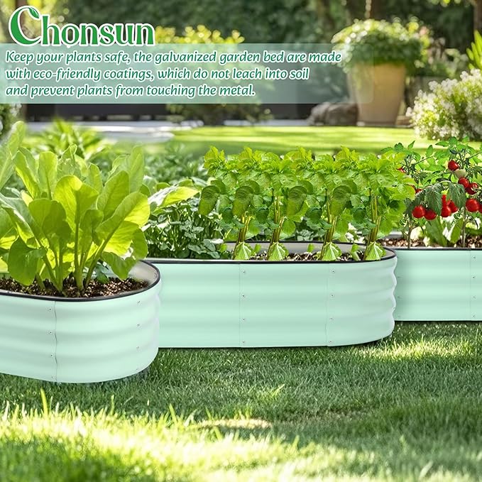 Galvanized Raised Garden Bed Kits Outdoor Metal Raised Planter Bed for Vegetables Flowers Ground Planter Box-Olive Green, 46.5 x 23.6 x 11.8 in
