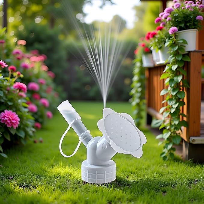 White Bottle Cap Sprinkler 2 in 1 Reusable Plastic Sprinkler Nozzle for Flower Bottle Watering Cans Shower Head Garden Tool Grey Color Lawn and Garden Sprinklers