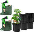 RooTrimmer 5 Gallon Nursery Pots (20-Pack) + 50ft Garden Hose with Spray Nozzle 2P + 3-in-1 Soil Tester 2P for Moisture/Light/pH | All-in-One Gardening Kit for Indoor/Outdoor Plants