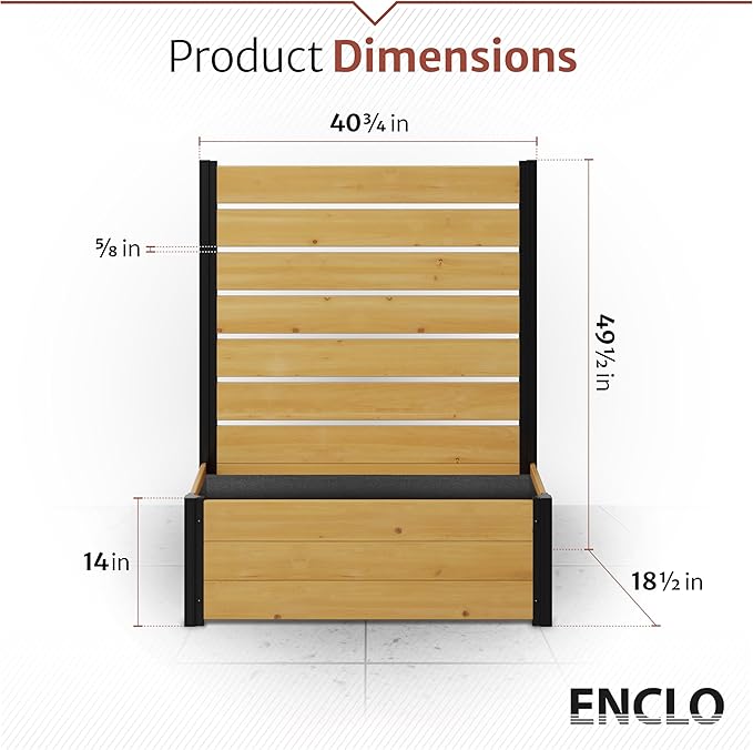 4ft H x 3.4ft W x 1.5ft L (1 Screen w/Planter) Freestanding Enclo Cedar Wood Privacy Fence Screen with Planter Box, Outdoor Wood Privacy Screen Panel for Patio, Raised Garden Bed, AZ18040