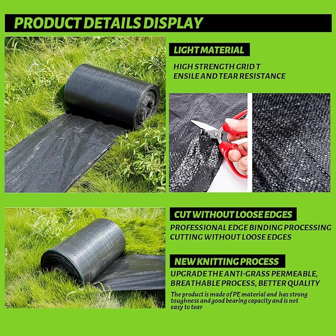 6x100FT Weed Barrier Landscape Fabric Heavy Duty, 3.2oz Durable Geotextile Fabric, Weed Block Gardening Ground Cover Mat, Weed Control Garden Cloth for Landscaping, French Drains, Yard Driveway
