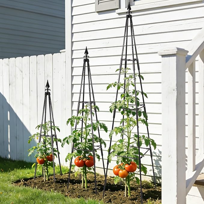 Garden Trellis for Climbing Plants Outdoor, 67" Tall Metal Obelisk Trellis Climbing Plants Support for Vegetable|Flower|Vine, Tomato, Peas, Beans, Cucumber Trellis, Lightweight, 1 Pack