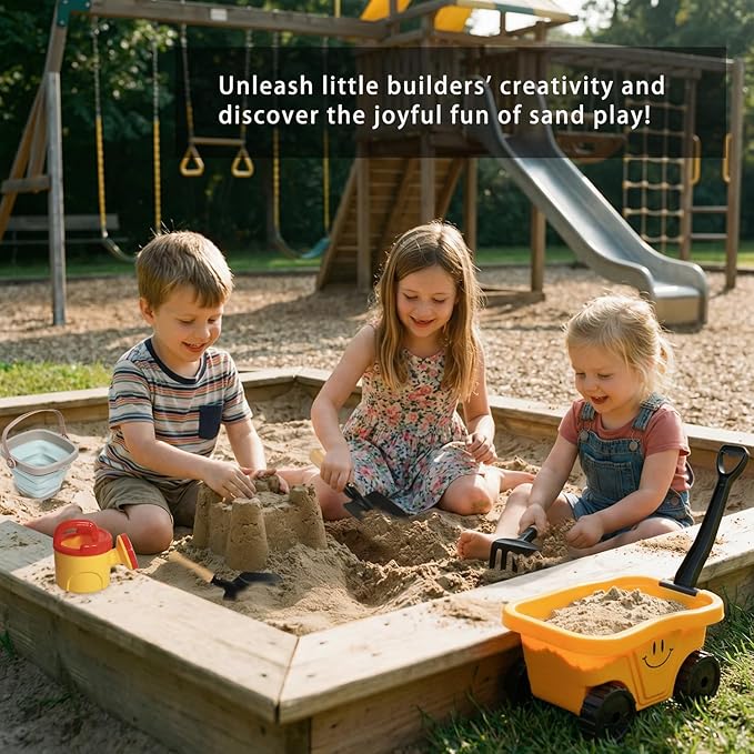 Todders Wheelbarrow Gardening Set, Kids Rake and Shovel Set for Dirt Digging, Garden Tools Equipment for Yard Outdoor Sandbox Summer Toys Gifts for Ages 2-5 Years