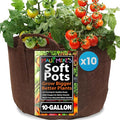 MAUI MIKE'S Root Pouch 10 Gallon/ 10 Pack Heavy Duty Grow Bag. Plant Fabric Pots with Handles. Grow Fabric Pots & Bags for Tomatoes,Vegetables and Flowers. Made from Recycled Water Bottles.