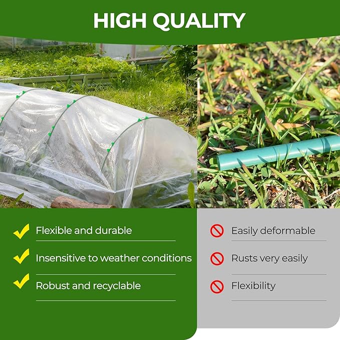 60 Pcs Garden Hoops for Raised Beds, 12 Sets of 8.5 FT Long Garden Hoops, Rust-Free Fiberglass Greenhouse Hoops Grow Tunnel for Netting, DIY Plant Support Garden Stakes for Row Cover