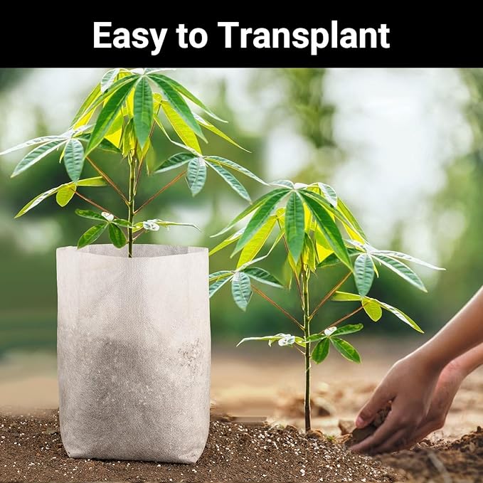 Nursing Growing Pouch, 200pcs 11 x 11.8 in Plant Non-Woven Nursery Bags Large, Fabric Seedling Plant Grow Bags, Seed Starting Planting Growing for Home Garden Supply