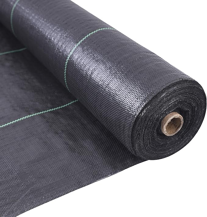 6ft x 100ft Garden Weed Barrier Landscape Fabric,Weed Block Fabric Heavy Duty 3.2OZ,Woven Mulch for Landscaping Ground Cover Weed Control Fabric, Black Garden Bed Liner