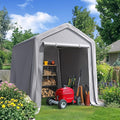 Quictent 6x8FT Garden Tool Shed Storage Shelter with Roll-Up Mesh Windows, Heavy Duty Portable Garage for Lawn Mower, Garden Tools Waterproof Storage Tent with Reinforced Frame, Sliver Gray