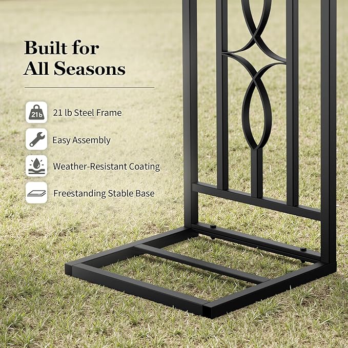 Metal Garden Arch, Heavy Duty Garden Trellis for Climbing Plants, with Enlarged Base for Stability, Perfect for Wedding Arches & Bridal Party Decorations, 71" W x 87" H