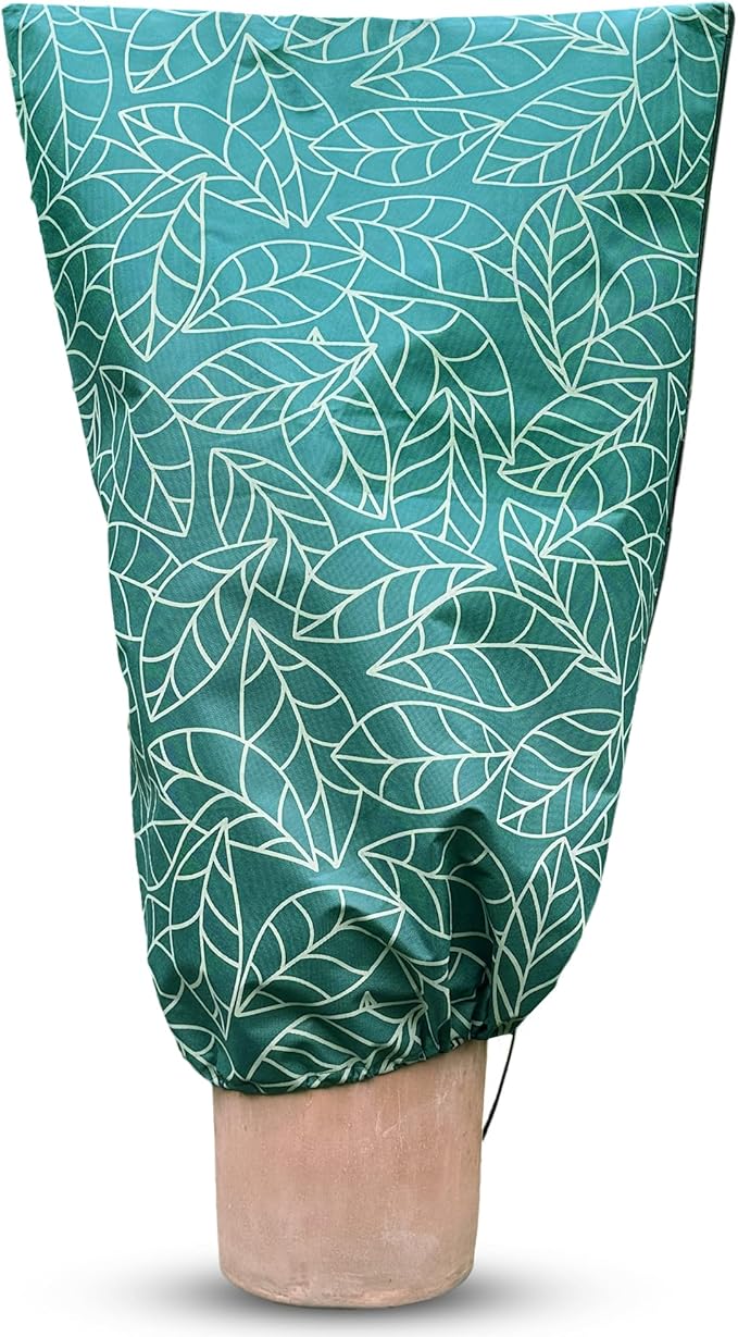 Plant Covers Freeze Protection 32"x47" in 4 Pack | Green Winter Frost Blankets for Outdoor Plants | Reusable Garden Cover Bags with Zipper Drawstring | Cold Weather Shrub Protection Cloth