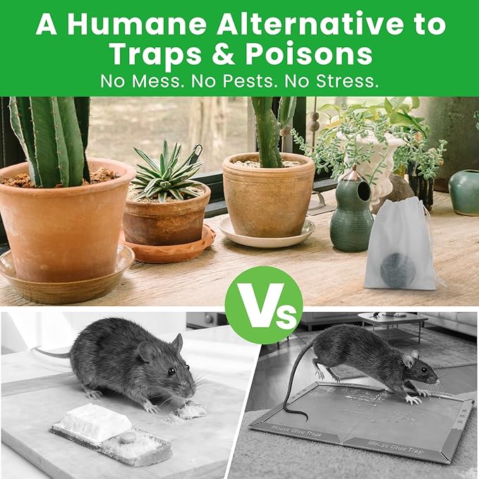 Plant-Based Mouse Repellent Pouches – Natural Rodent Deterrent with Essential Oils – Humane, Non-Toxic Mice Repellent Safe for Kids & Pets – Indoor & Outdoor Rodent Control (24)