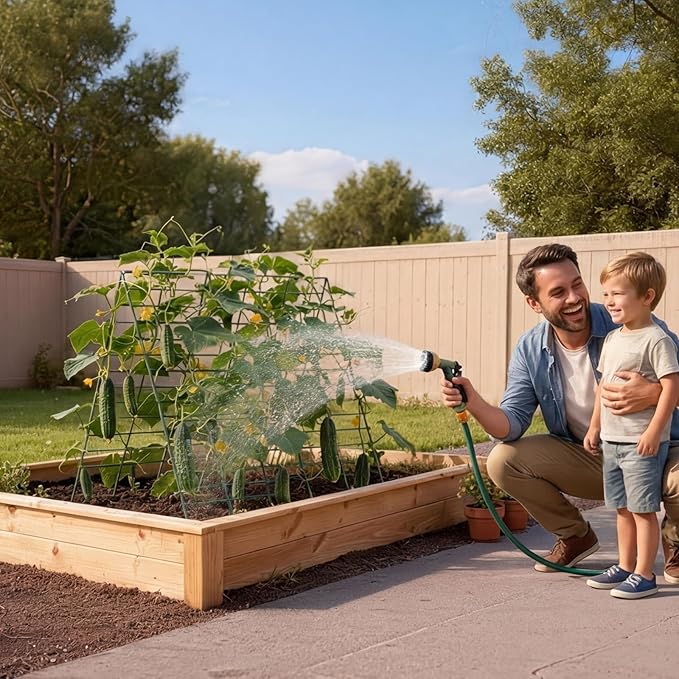 VEVOR Cucumber Trellis, 35" x 55" Foldable A-Frame Garden Trellises for Raised Bed, 4 Panels, Metal Rustproof Outdoor Climbing Plant Support with Gloves for Vine, Peas, Beans, Tomato, Flowers