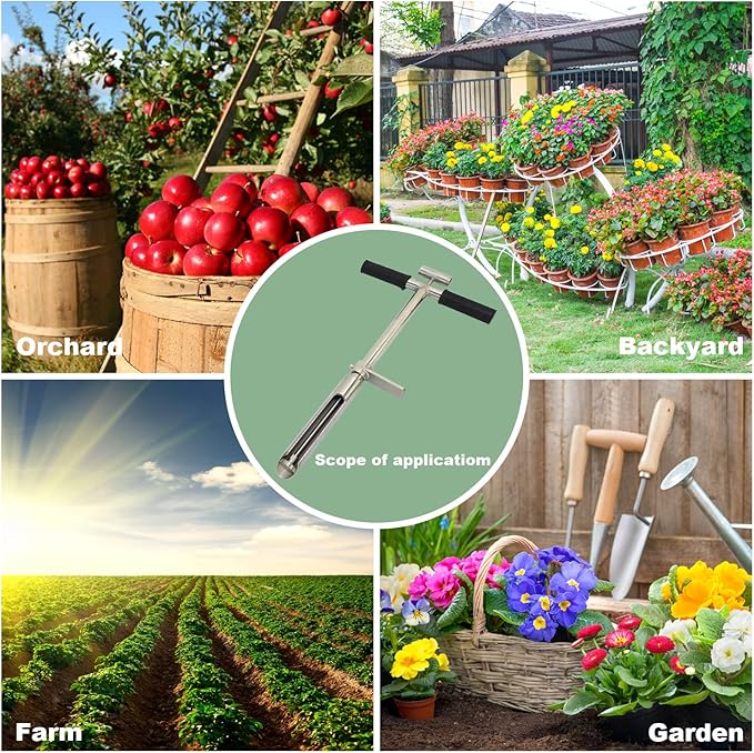Soil Sample Probe 20” with Ejector and Foot Pedal,Soil Probe Stainless Steel T-Style Handle Soil Test Kit,Soil Probe Rod for Soil Sampling Plant Care/Agriculture/Garden/Farm