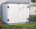 UDPATIO 4.5' x 2.5' Outdoor Storage Shed Horizontal Outdoor Trash Can Storage Box Plastic Shed Resin Cabinet,White & Grey,35 Cu.Ft