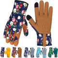 Leather Gardening Gloves for Women Thorn Proof Garden Gloves Touch Screen Working Gloves Gifts,M