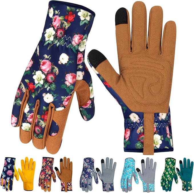 Leather Gardening Gloves for Women Thorn Proof Garden Gloves Touch Screen Working Gloves Gifts,M