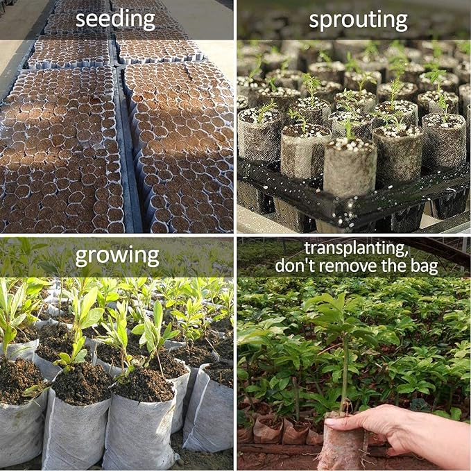 Augshy Grow Bags - 400pcs Plant Nursery Bags, Seeding Bags, Fabric Seedling Pots - Home Garden Outdoor Greenhouse Supplies - 11x11cm/4.2"x4.2" Non-Woven