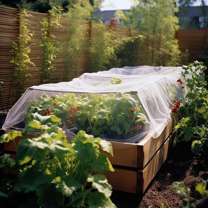 Garden Netting for Bird, Insect and Bug Cover 10x10FT | Multiple Size White Mesh Fabric Mosquito Net for Fruit & Vegetable Protection | Agricultural Strawberry, BlackBerry & Berry Plant Barrier