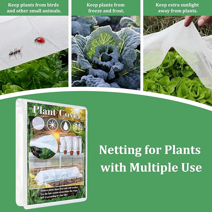 Plant Covers Freeze Protection 6.6 ft x 16 ft Floating Row Cover 1oz/yd² Garden Fabric Plant Cover for Winter Frost/Sun Pest Protection