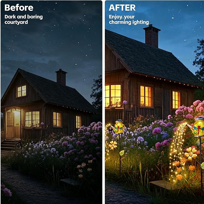 Solar Watering Can Light, Solar Yard Decorations Outdoor,Garden Decor Lights for Yard,IP65 Waterproof Hanging Lantern Lights,Outside Patio Lawn, Gifts for Mom Grandma Women Birthday