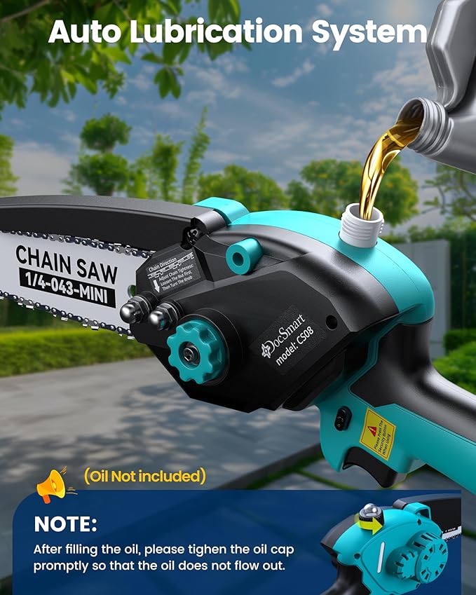 8" Electric Pole Saws for Tree Trimming,Brushless Mini Chainsaw Cordless with Extension Pole 2 Batteries, Battery Powered Hand Held Chain Saw Pole Pruner for Cutting Tree Limbs, Gifts for Father's Day