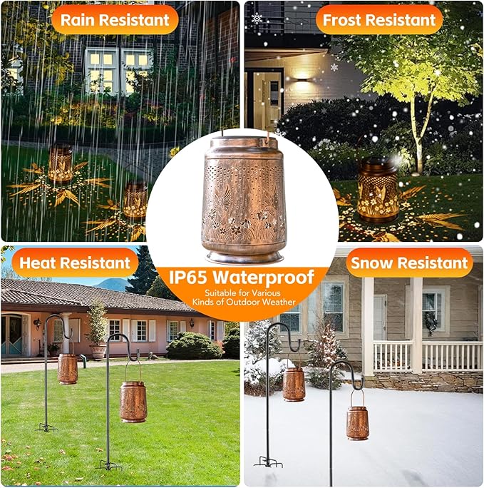 Solar Lanterns Outdoor Waterproof, Garden Decor for Yard, Hummingbird Hanging Lantern Solar Garden Lights Decorations for Patio Lawn Porch Outside Decorative Christmas Birthday Gift Mom Grandma Women