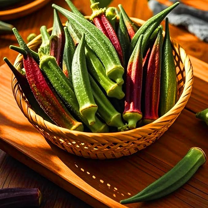 Mix Okra Seeds for Planting, 300pcs Non-GMO Heirloom Okra Vegetable Seeds, Vegetables Plants Fresh Food Plants Home Garden for Outdoors Indoors