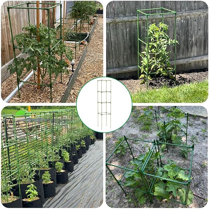 Tomato Cage, Heavy-Duty 64-Inch Square Stakes, 27.0x164.0cm, Cucumber Trellis Cage, Climbing Vegetable Trellis, Easy to Install and Maintain, for Climbing Vegetables, Fruits, and Flowers