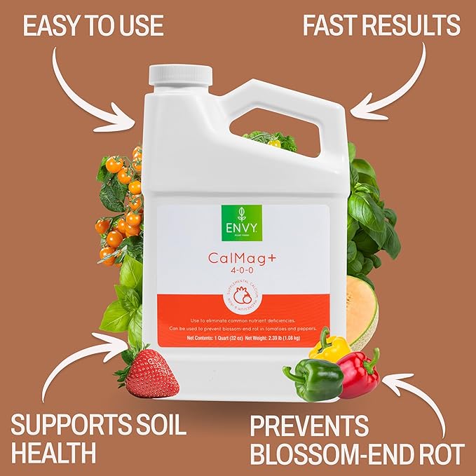 ENVY CalMag+ Fe (4-0-0) Professional Grade Calcium, Magnesium and Iron Liquid Plant Food | Superior Calcium Source (No Calcium Chloride) (4X Gallon)