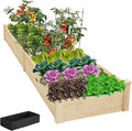 8x2ft Outdoor Wooden Raised Garden Bed,Elevated Planting Planter Box for Vegetables/Garden/Lawn/Patio,Natural Wood, 96 x 24 x 9in